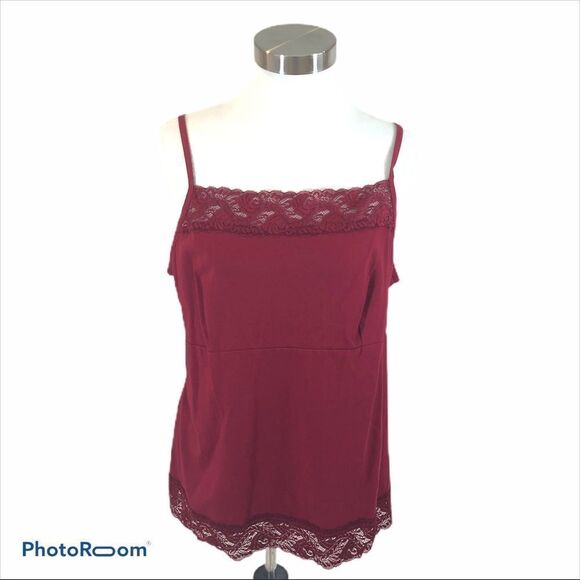 Apt 9 Ladies Red Tank Top with Lace‎ Detail Size 1X - Picture 1 of 8
